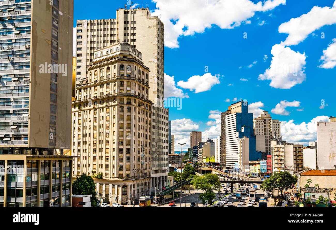 Gli edifici nel centro di Sao Paulo, Brasile Foto Stock