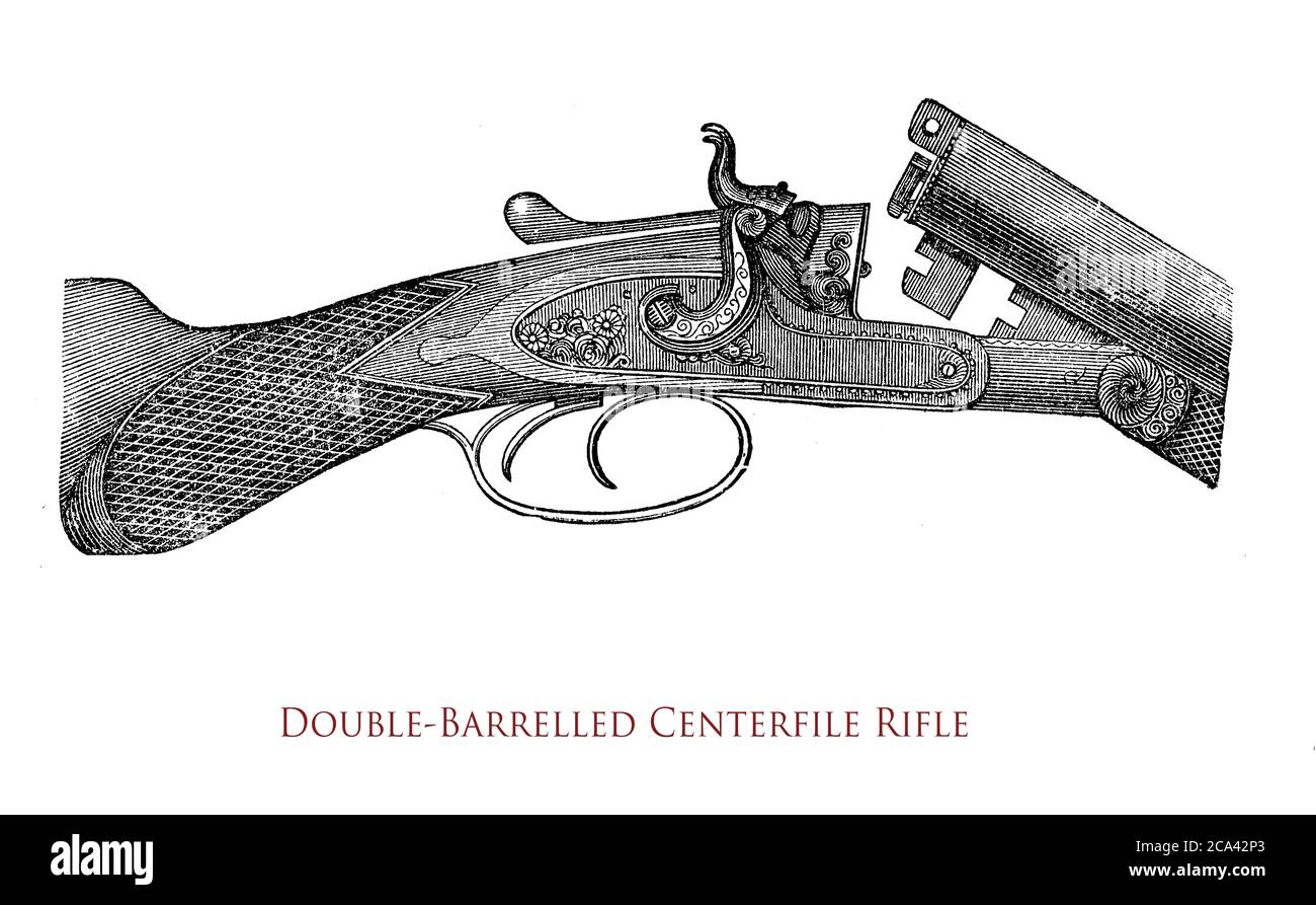 Fucile centerfile a due canne con due canne montate parallele per garantire affidabilità, dettaglio della serratura Foto Stock