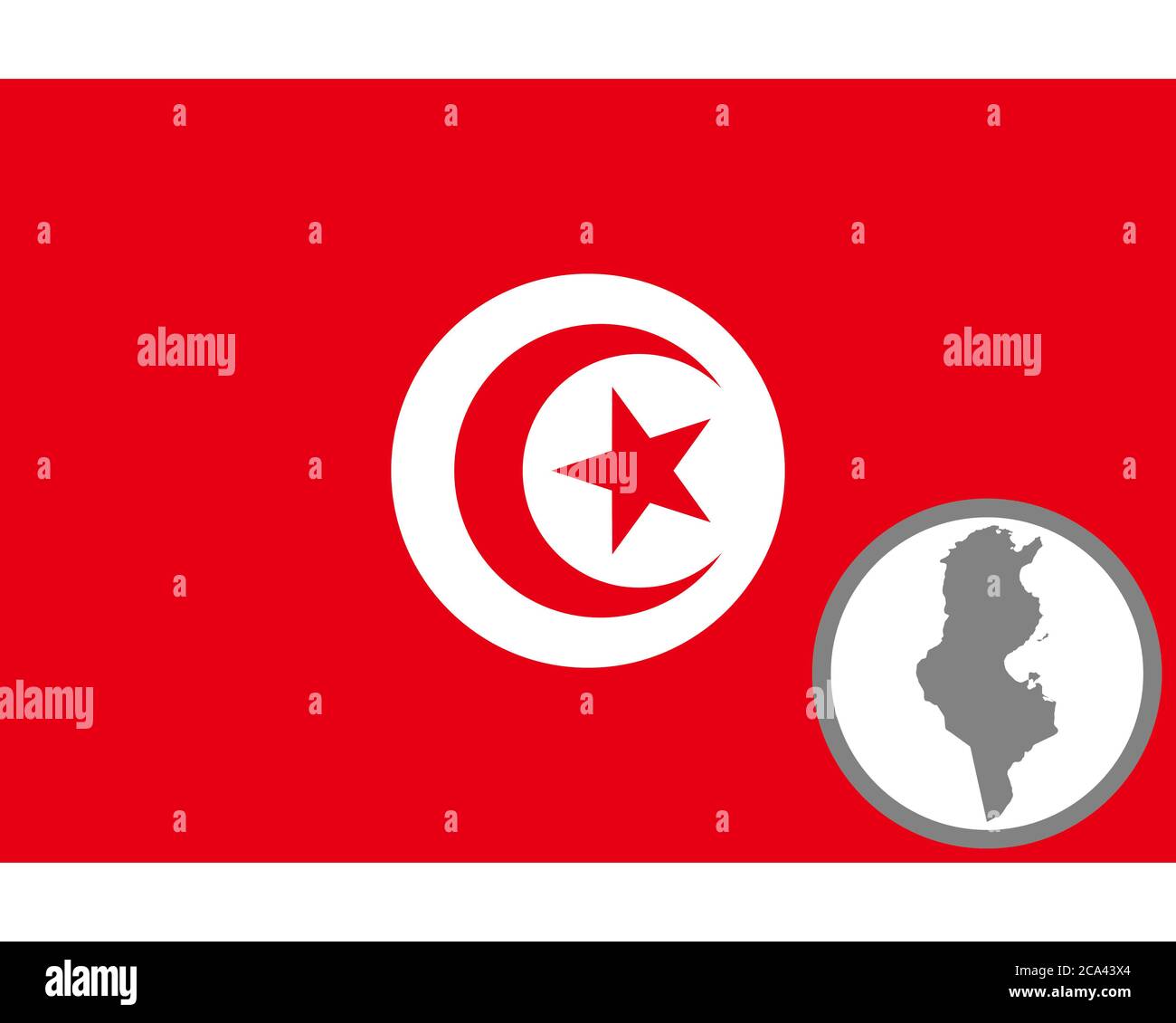 Bandiera e mappa della Tunisia Foto Stock