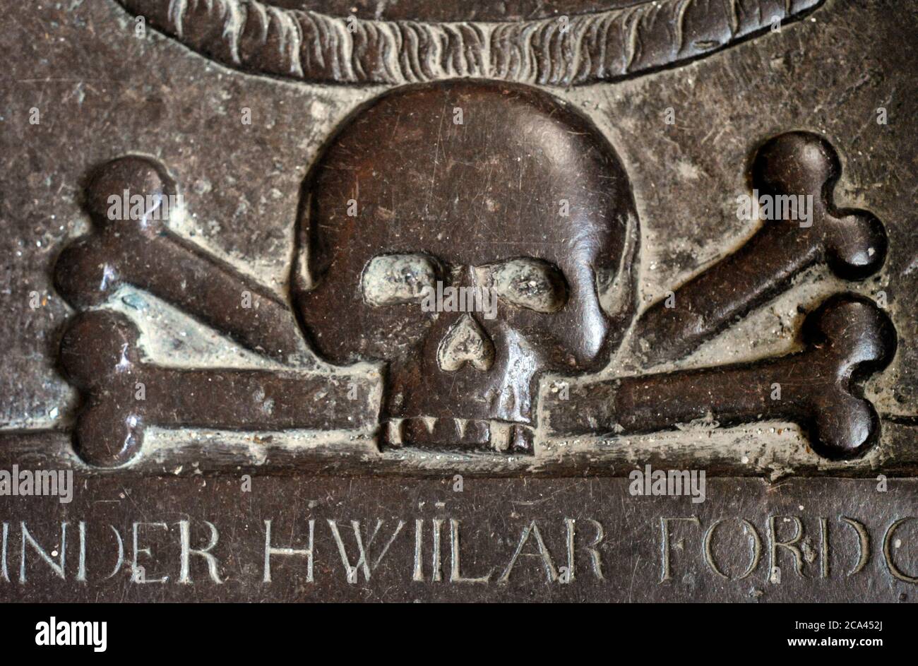 Svezia, Stoccolma. Storkyrkan (Cattedrale di San Nicola). Dettaglio di una lapide. Foto Stock