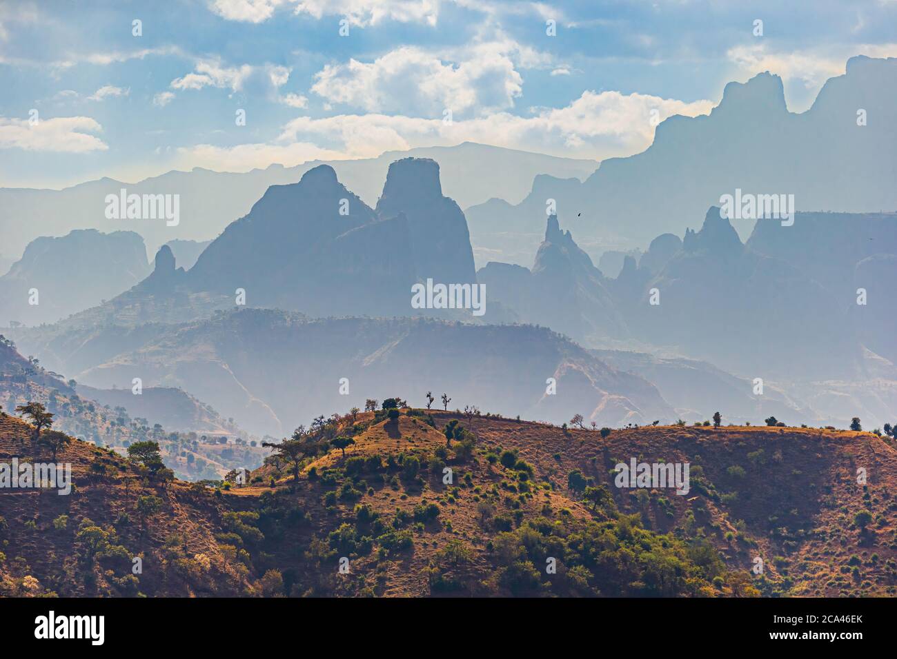 Vista mozzafiato sul Parco Nazionale delle Montagne Simien, Etiopia Foto Stock