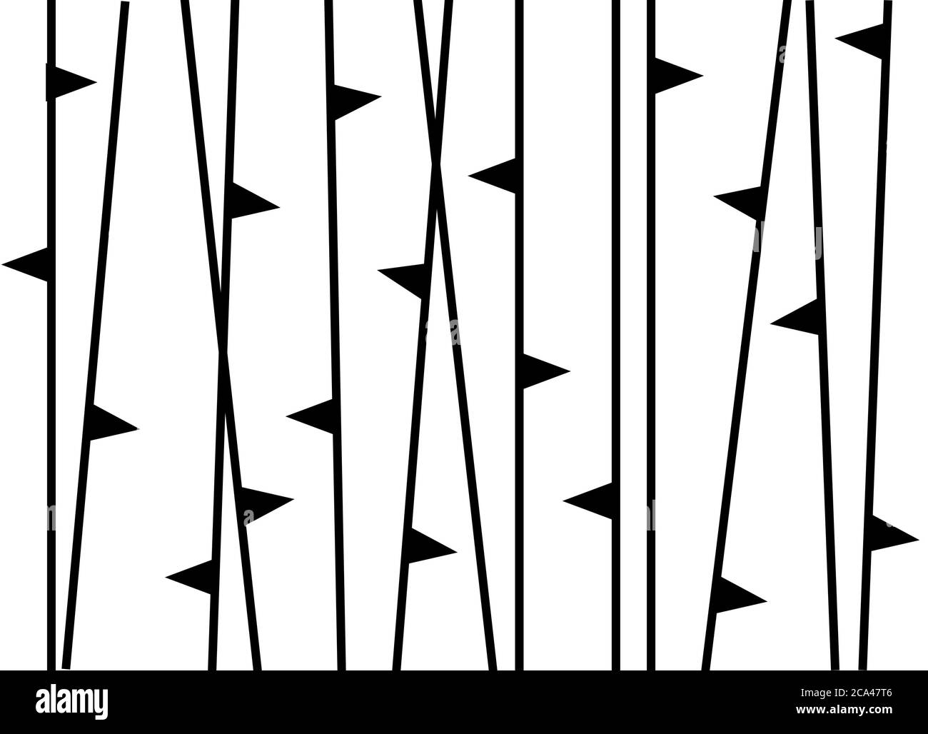 Illustrazione astratta in bianco e nero degli alberi minimalisti. Design in tessuto minimalista. Foto Stock