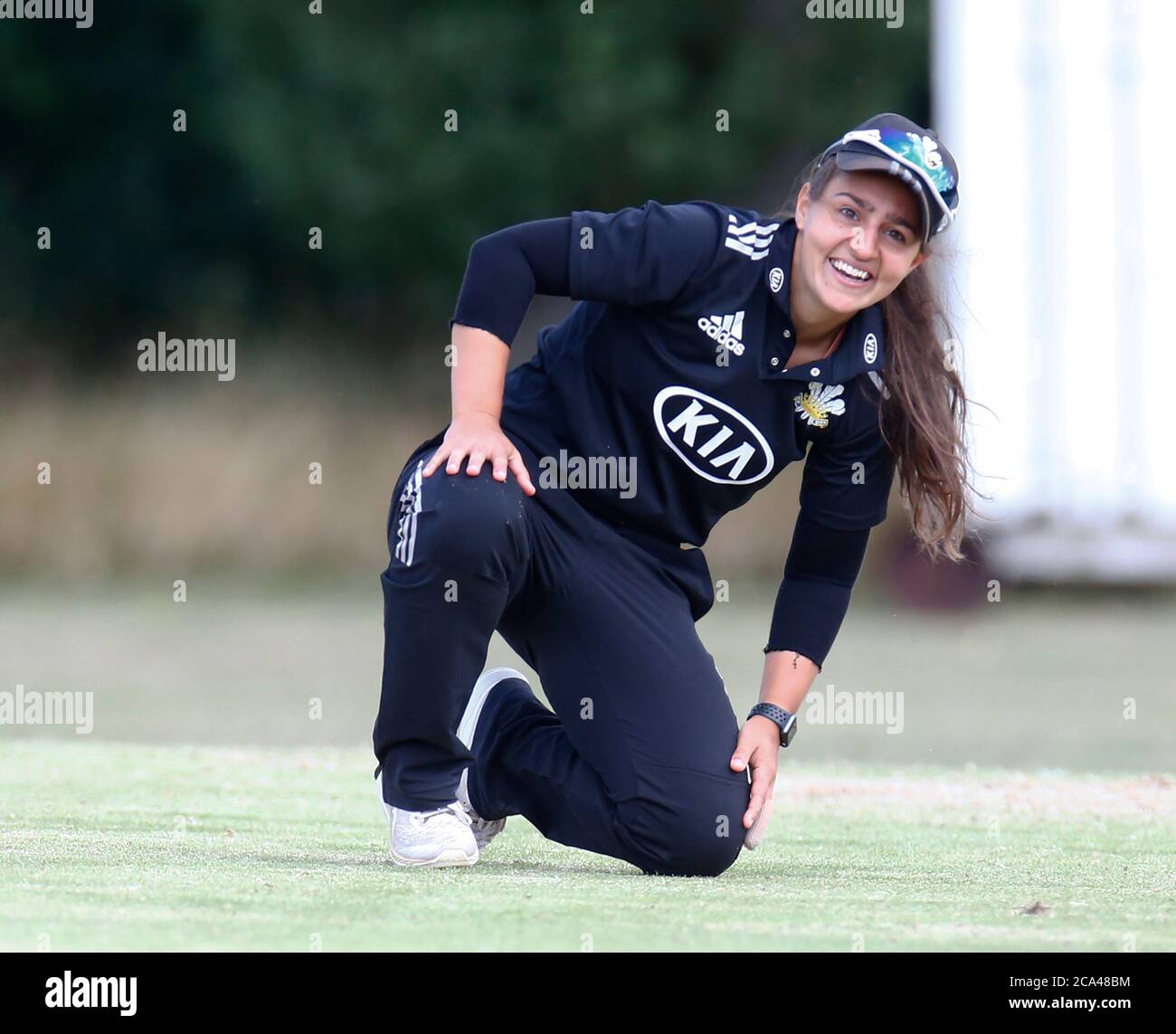 LONDRA, Regno Unito, AGOSTO 03: Surrey Women's Aylish Cranstone durante il campionato di Londra tra Essex Women CCC e Surrey Women CCC a Gidea Pa Foto Stock