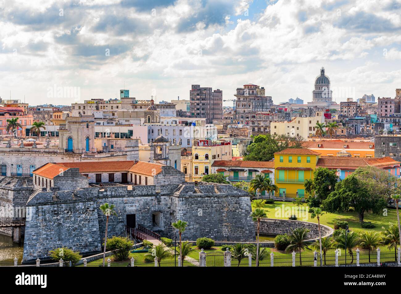 Havana, skyline del centro di Cuba con il Capitolio. Foto Stock