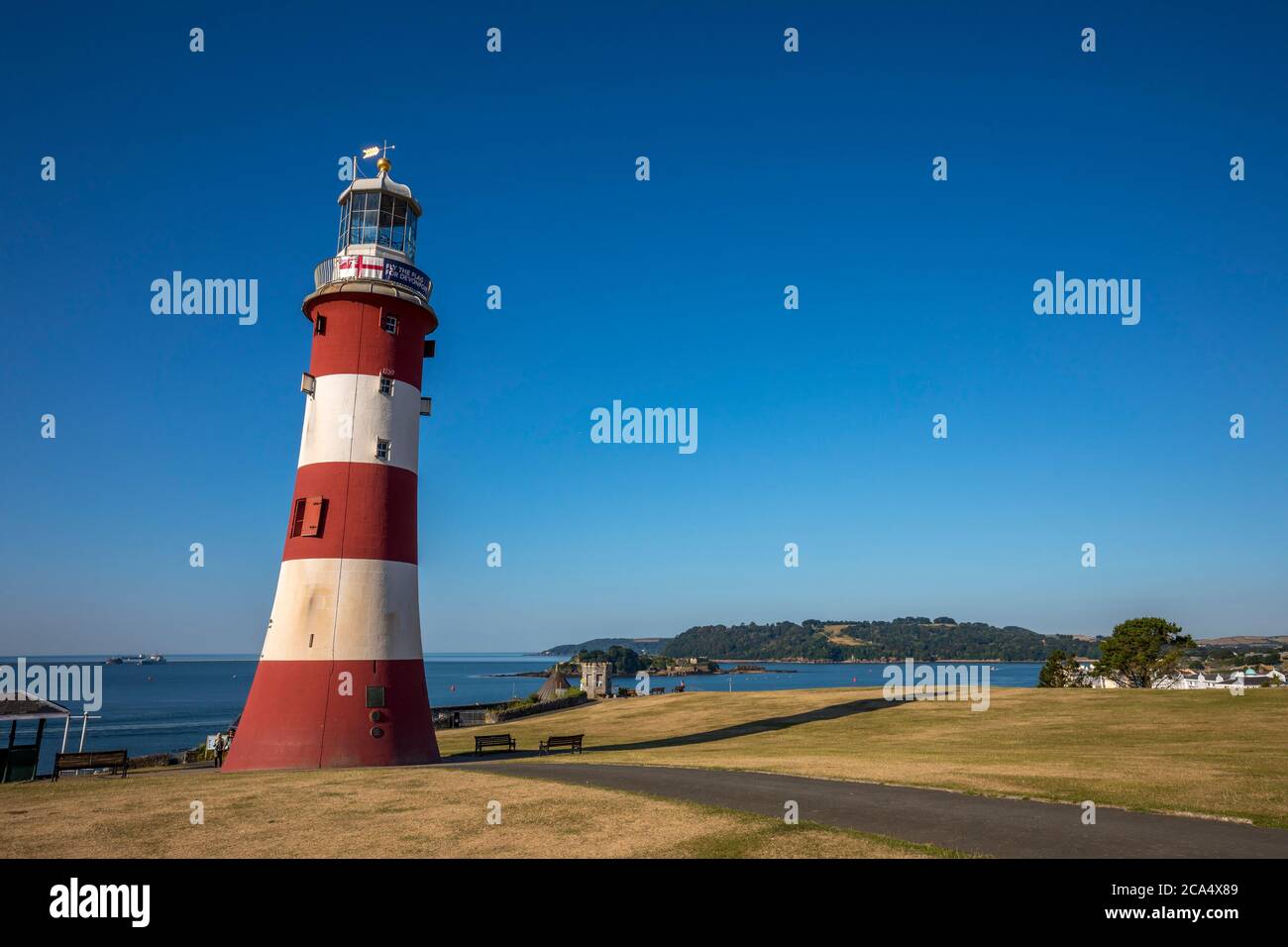 Plymouth Hoe; Smeaton's Tower; Devon, Regno Unito Foto Stock