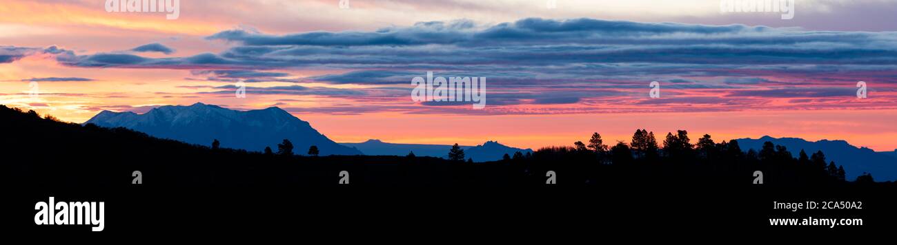 Vista dell'alba su Boulder Mountain, Utah, USA Foto Stock