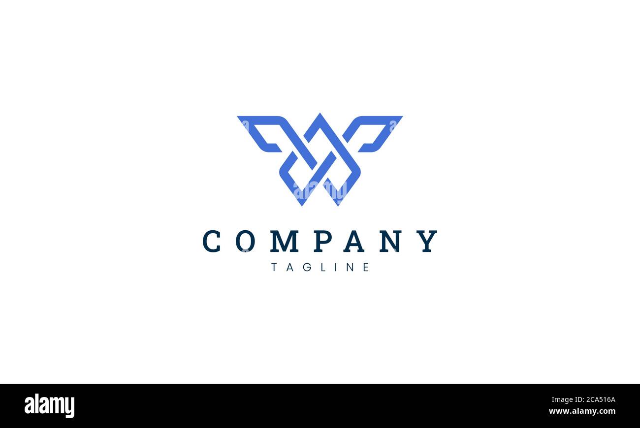 Geometria astratta del logo W letter per l'identità del marchio del settore tecnologico Illustrazione Vettoriale
