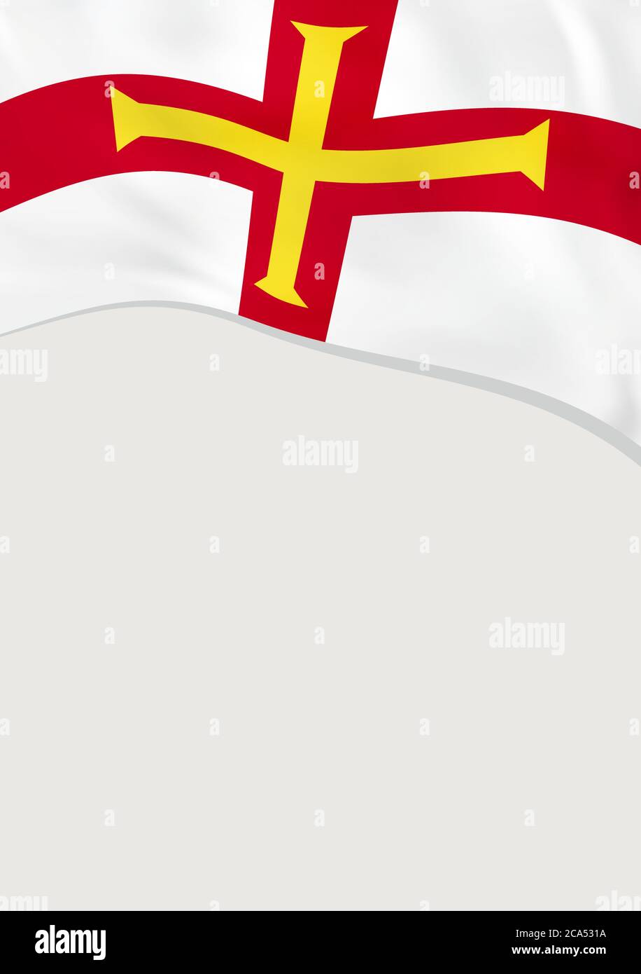 Volantino con bandiera di Guernsey. Modello vettore. Illustrazione Vettoriale