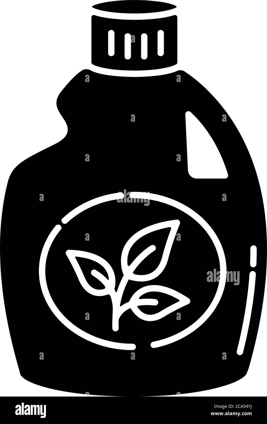 Icona glifo nero del prodotto per pulizia ECO. Articoli per l'igiene, lavori domestici, simbolo della silhouette per l'igiene personale su uno spazio bianco. Contenitore con ambientatori Illustrazione Vettoriale