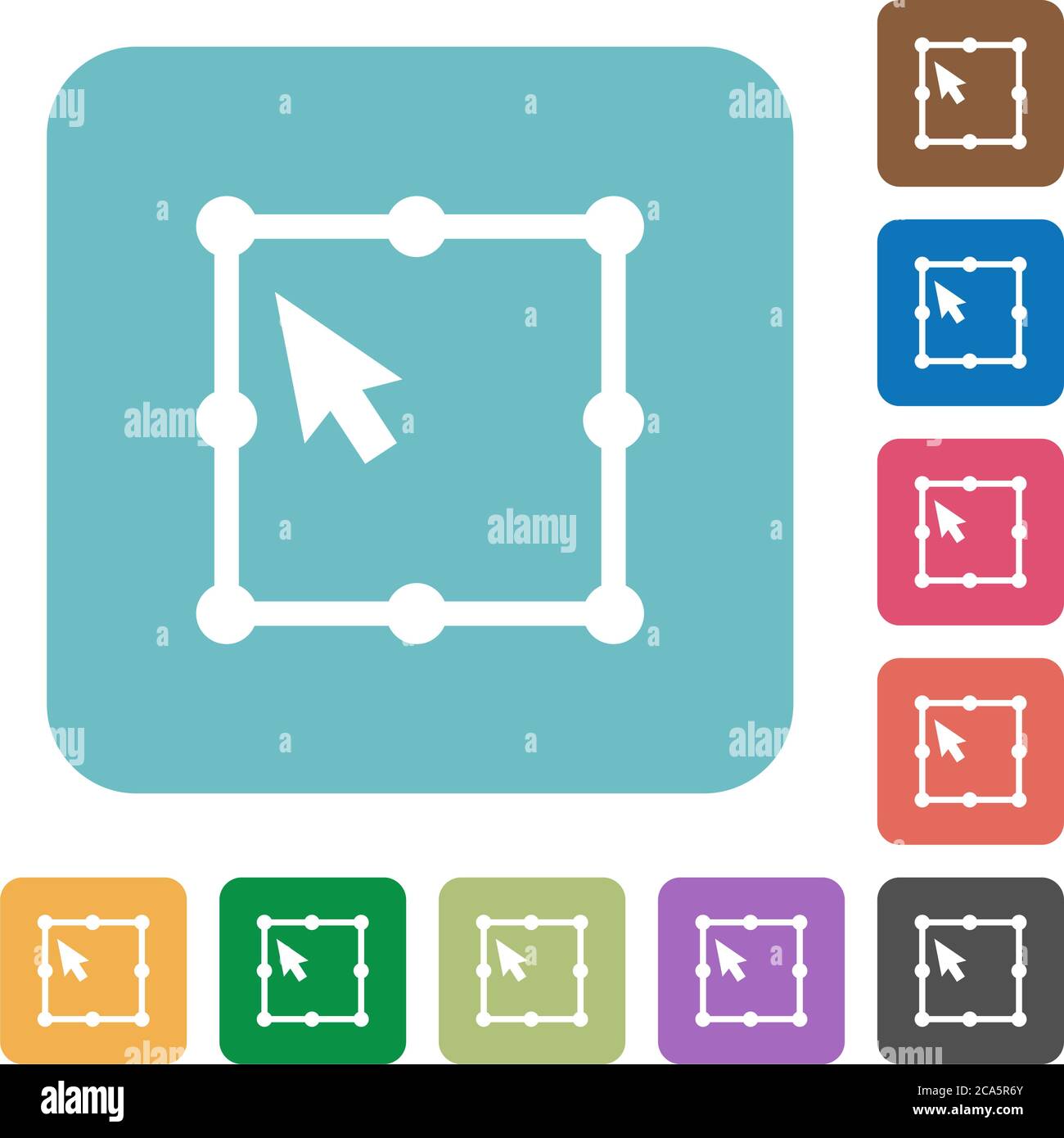 Free Transform oggetto bianco icone piatte su sfondi quadrati arrotondati di colore Illustrazione Vettoriale