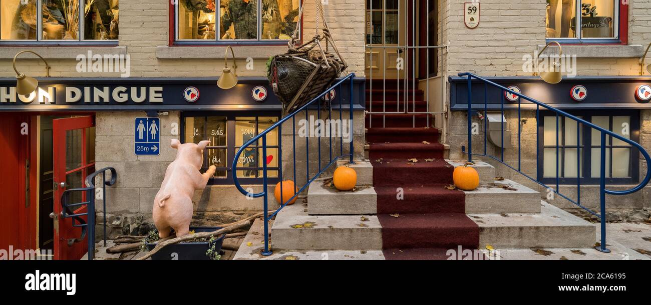 Città della città bassa, Rue Petit Champlain, Québec Vecchio, Québec Provenza, Canada Foto Stock