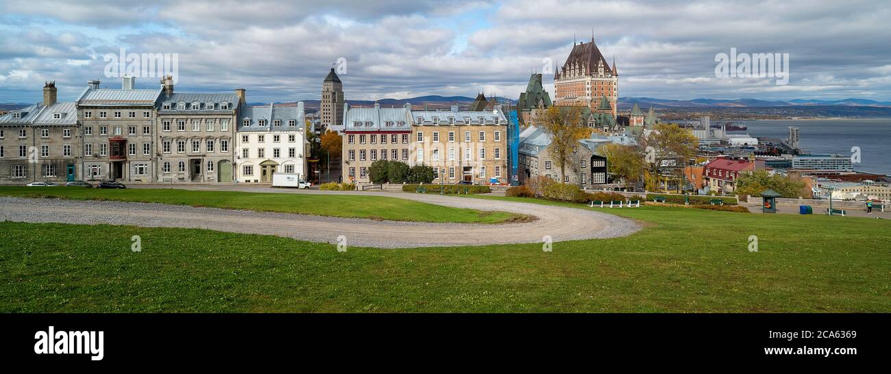 Fiume San Lorenzo, Chateau Frontinec, Città alta, Quebec City, Quebec Provence, Canada Foto Stock