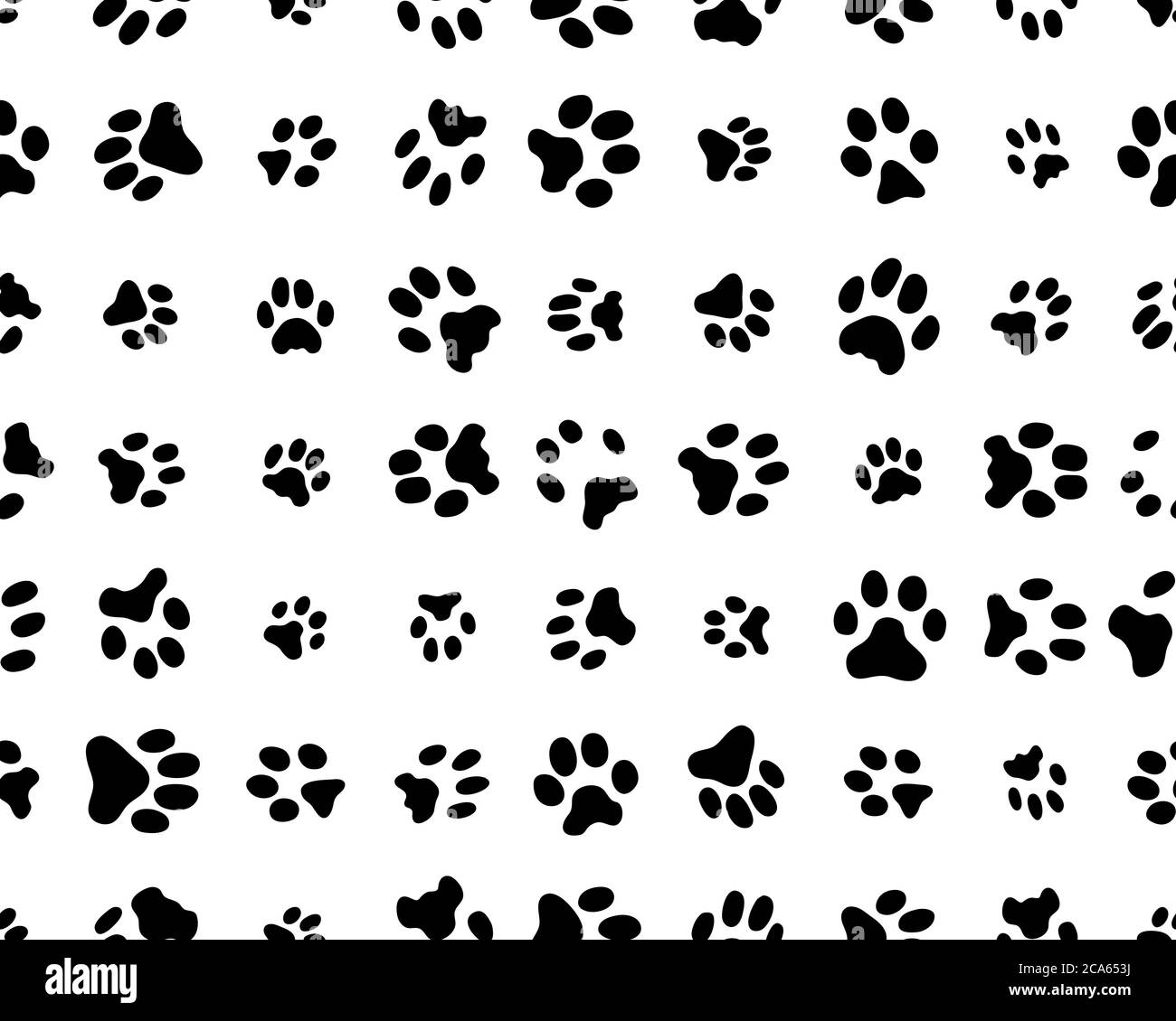 Stampa senza cuciture di zampe di cani su sfondo bianco Foto Stock