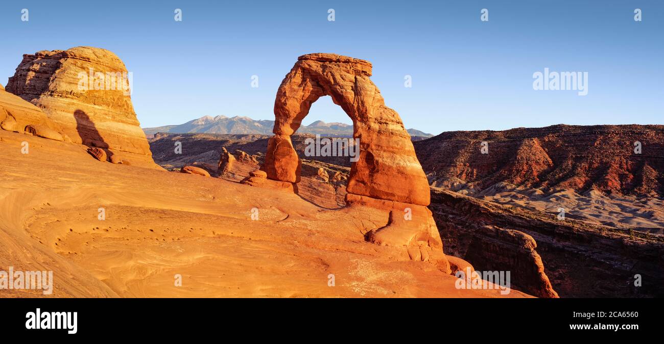 Delicate Arch, Arches National Park, Utah, Stati Uniti d'America Foto Stock