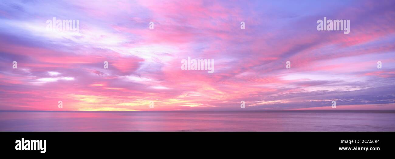 Alba sul mare di Cortez, El Cardonal, Baja California sur, Messico Foto Stock