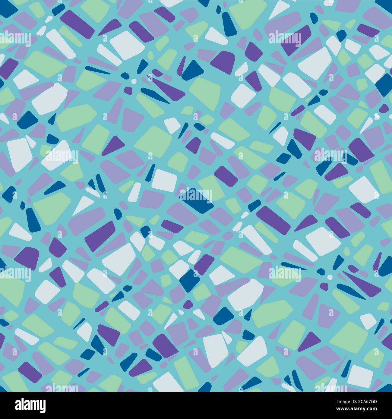 Pezzi di vetro del ghiaccio motivo senza giunture del mosaico per sfondo, tessuto, tessuto, rivestimento, superficie, web e disegno di stampa. Inverno freddo vettore astratto ripetere indietro Illustrazione Vettoriale