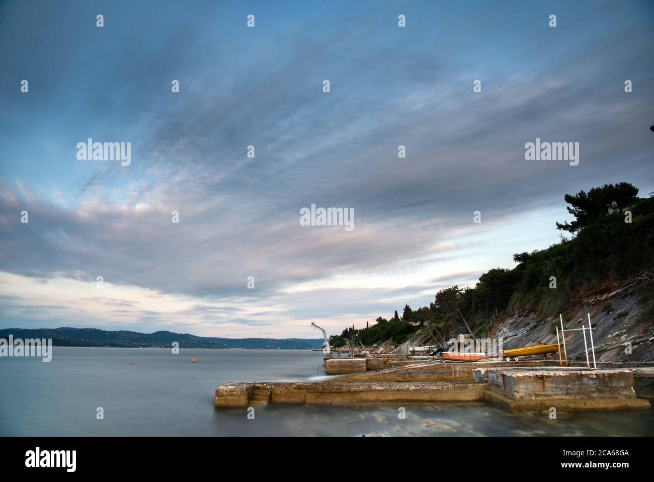 Orario del tramonto nel golfo Adriatico Foto Stock