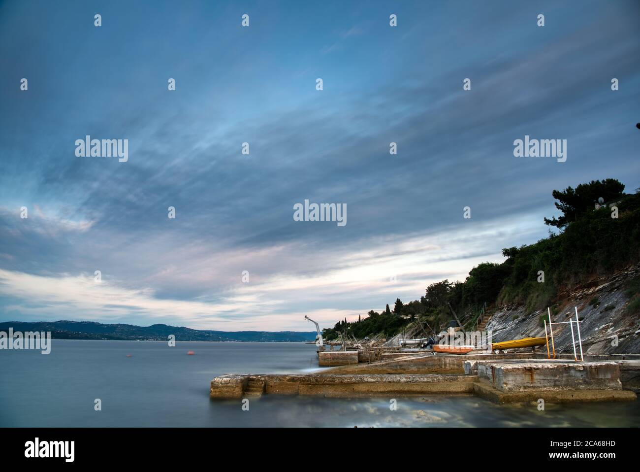 Orario del tramonto nel golfo Adriatico Foto Stock
