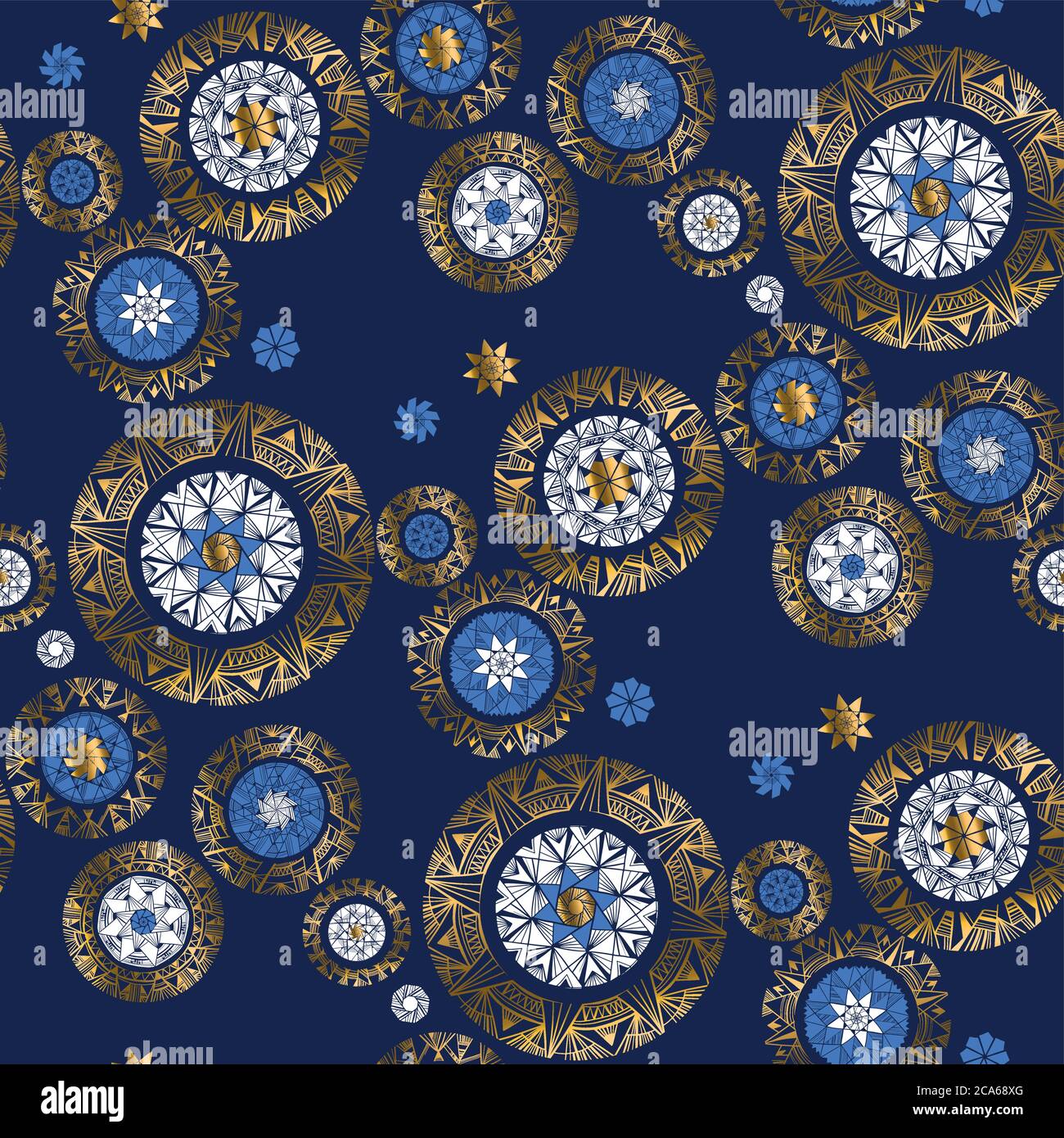 Gear Movement idea fiocchi di neve motivo senza cuciture per sfondo, tessuto, tessuto, wrap, superficie, web e stampa design. Neve invernale di lusso disegnata a mano Illustrazione Vettoriale