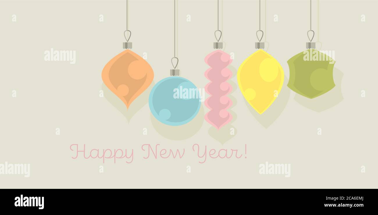 Carino semplice xmas geometrico baubles composizione per carta, intestazione, invito, poster, social media, post pubblicazione. Illustrazione Vettoriale