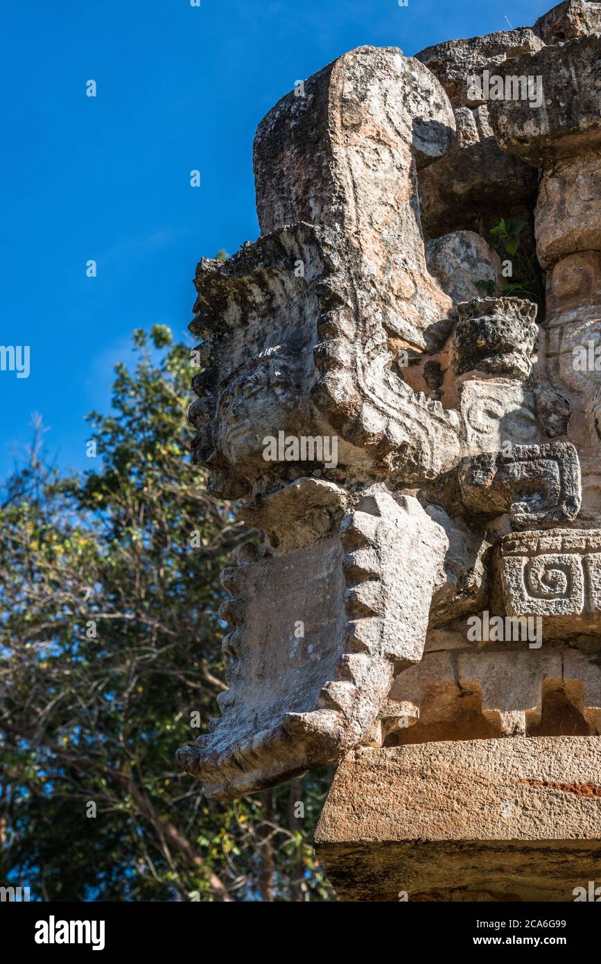 Il Palazzo o El Palacio, situato nelle rovine della città maya di Labna, fa parte della città pre-ispanica di Uxmal, patrimonio mondiale dell'UNESCO, a Yucatan, M. Foto Stock