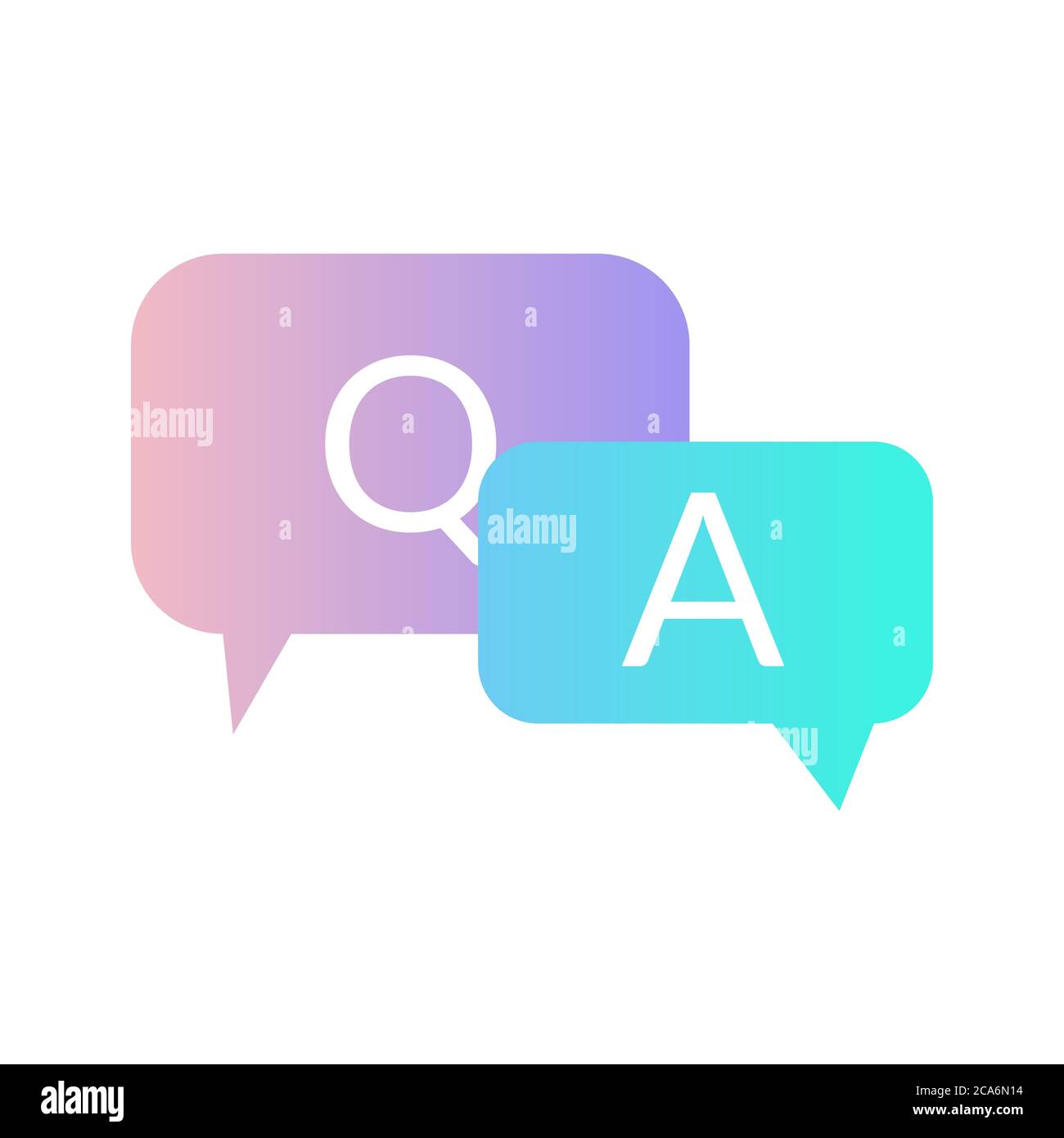 Q e UN'icona di gradiente domanda e risposta con il simbolo della bolla vocale in stile gradiente moderno Illustrazione Vettoriale