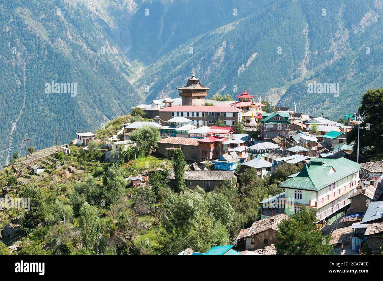 Kinnaur, India - Kappa villaggio a Rekong Peo, Contea di Kinnaur, Himachal Pradesh, India. Foto Stock