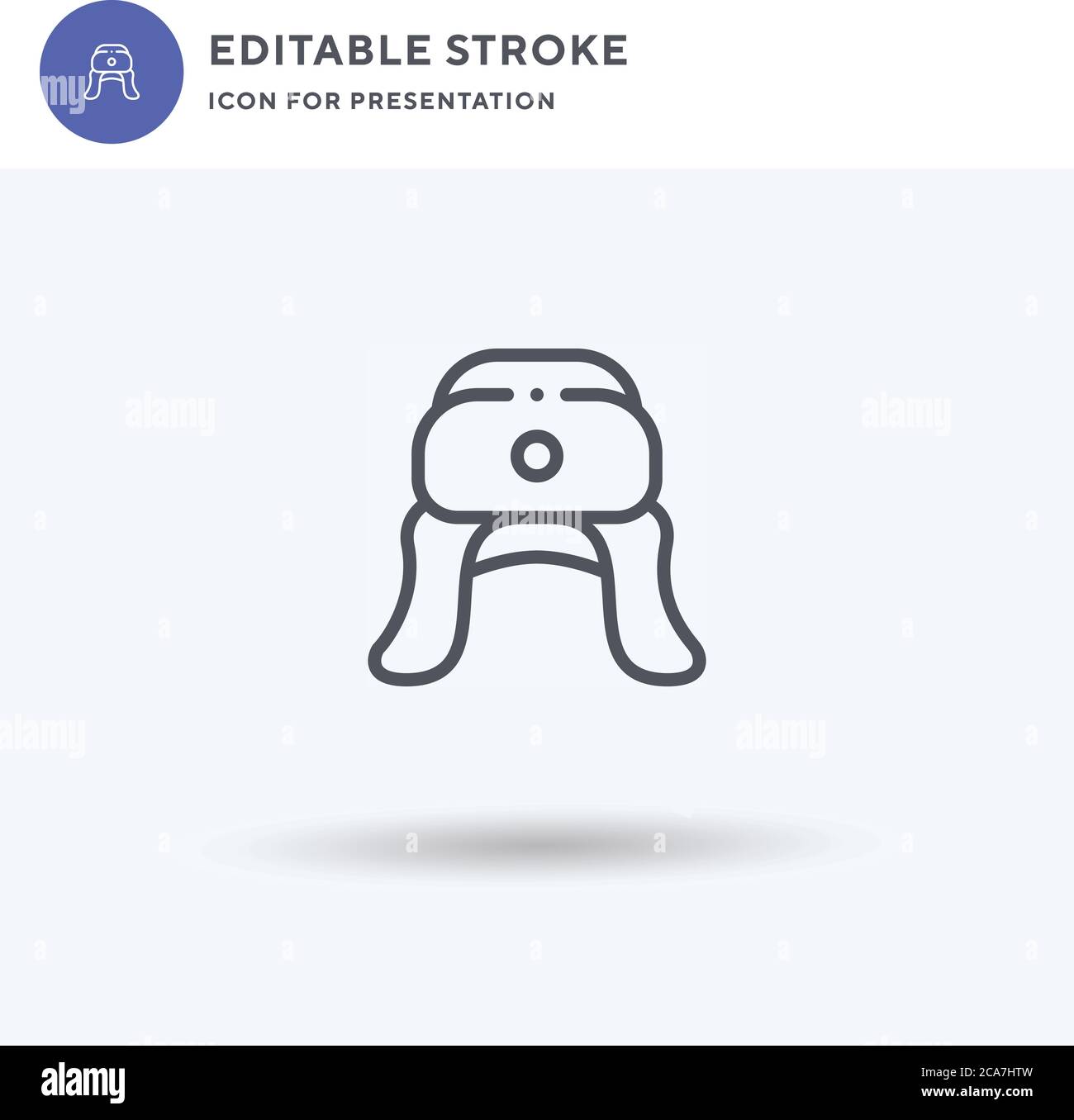 Vettore di icone Ushanka, segno piatto riempito, pittogramma solido isolato su bianco, illustrazione del logo. Icona Ushanka per la presentazione. Illustrazione Vettoriale