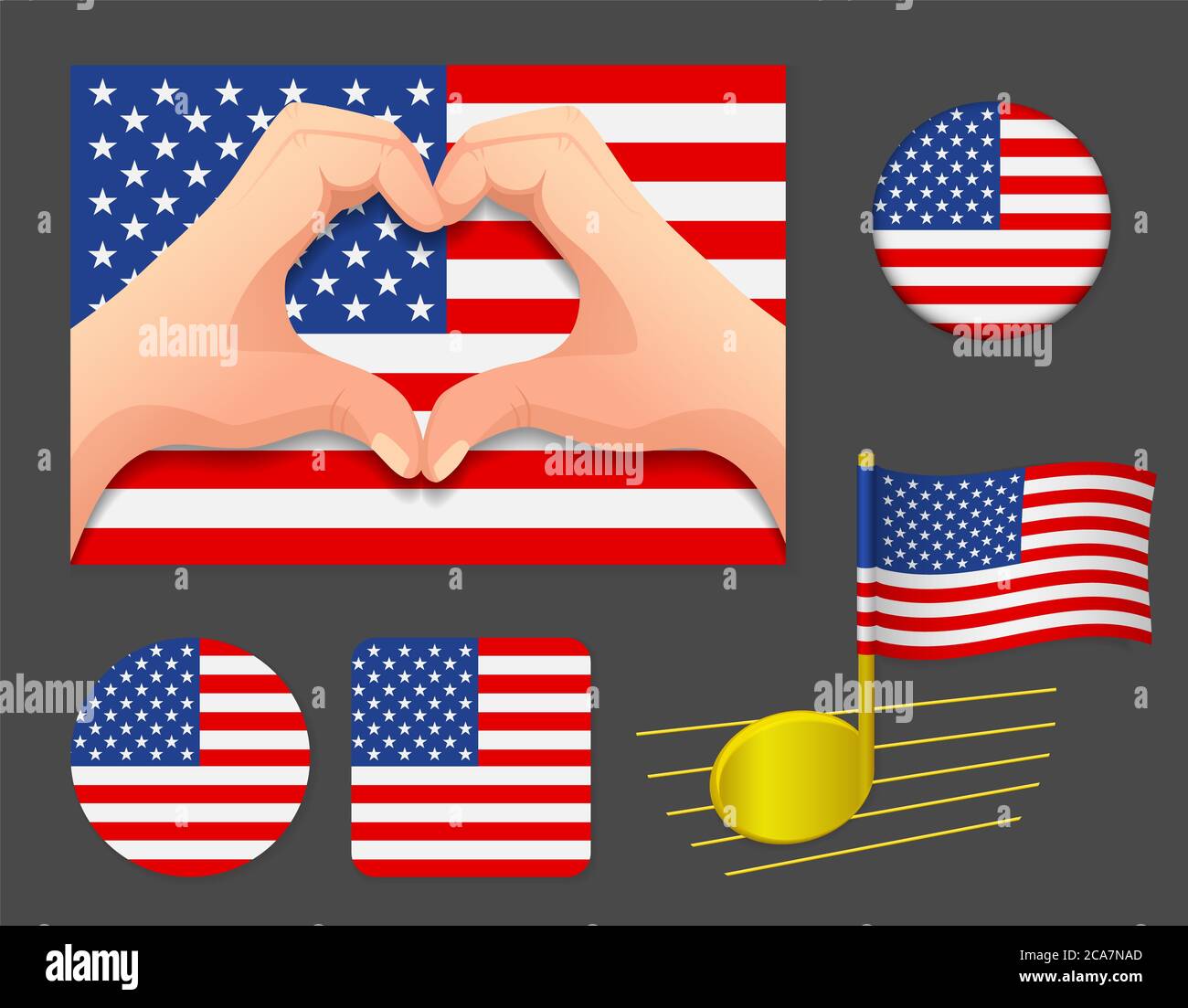 Icona della bandiera degli Stati Uniti. Bandiera nazionale degli Stati Uniti illustrazione. Foto Stock