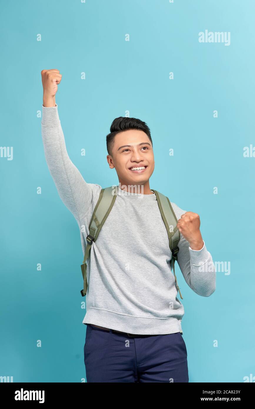 Emozione umana positiva espressione facciale. Percezione della vita, realizzazione Foto Stock