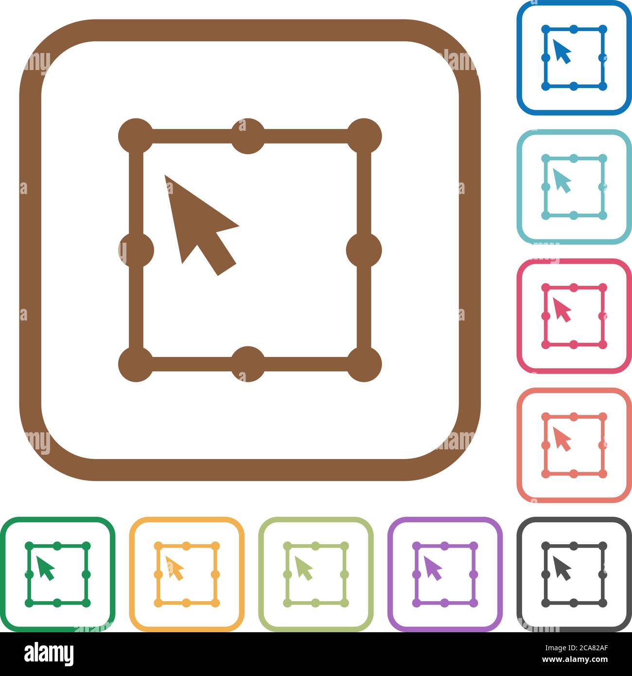 Free Transform Object icone semplici a colori cornici quadrate arrotondate su sfondo bianco Illustrazione Vettoriale