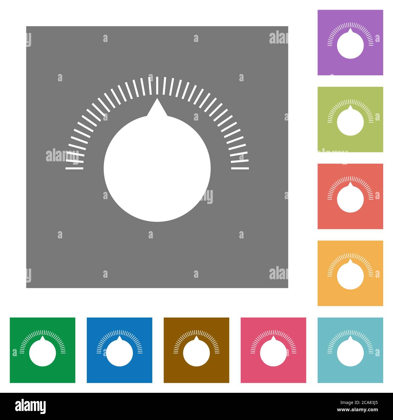 Controllo del volume icone piatte su sfondi quadrati di colore semplice Illustrazione Vettoriale