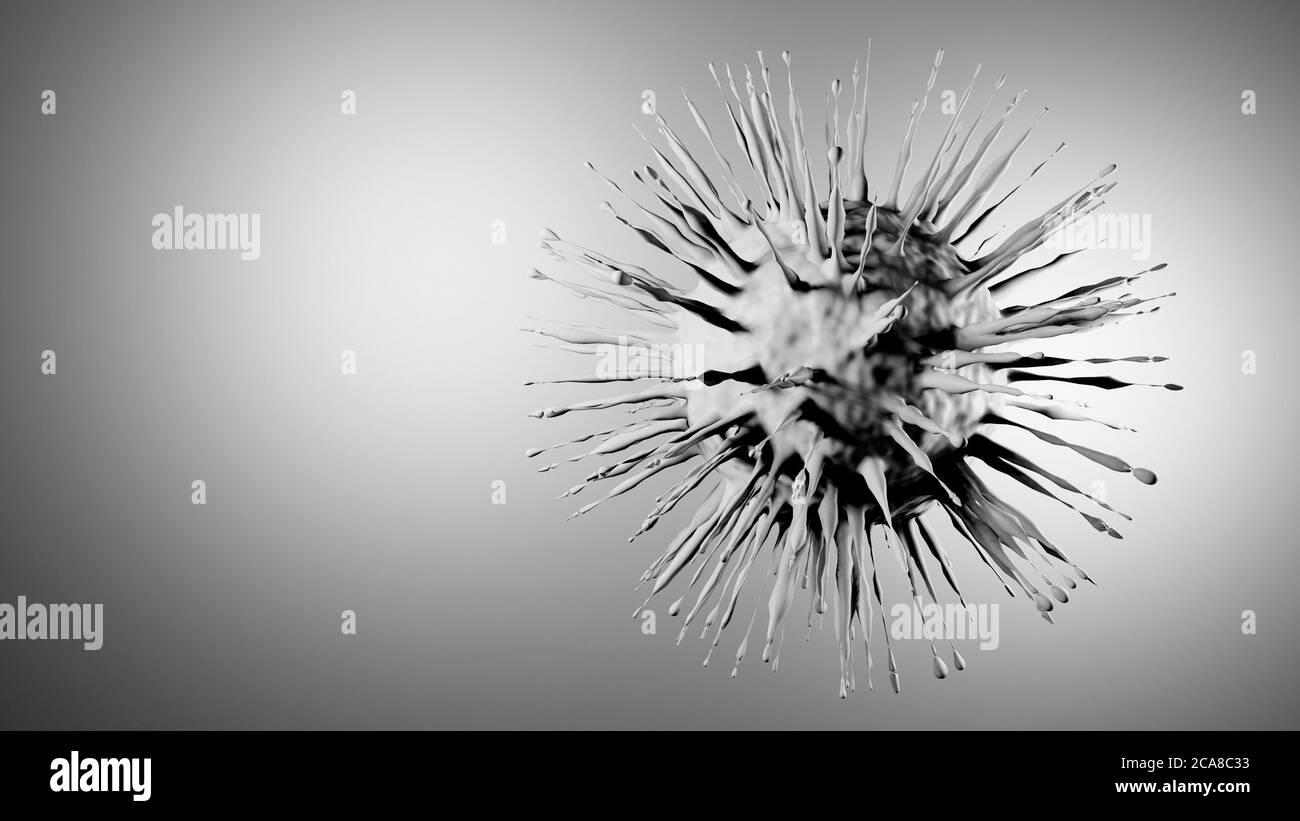 Cellula di coronavirus, illustrazione del modello Covid-19, consapevolezza globale delle pandemie, rendering 3D, concettuale, primo piano Foto Stock