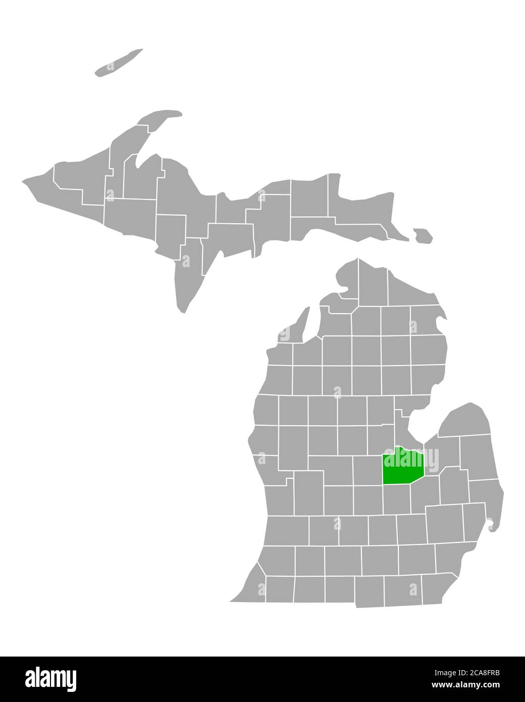 Saginaw sulla mappa di Michigan Foto Stock