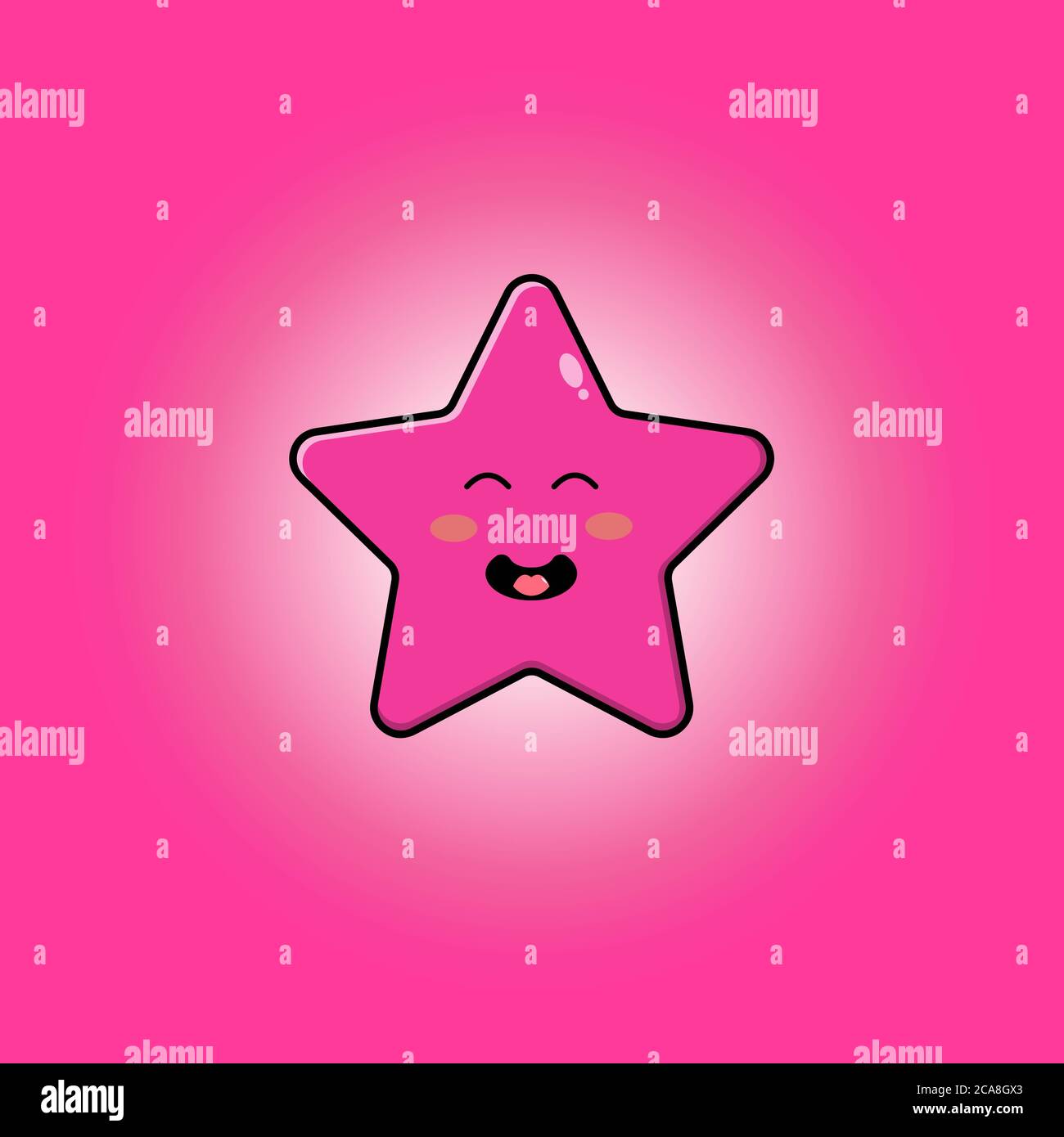 Carino personaggio Pink Star Mascot. Disegno di illustrazione di cartoni  animati vettoriali. Isolato su sfondo a gradiente rosa Foto stock - Alamy