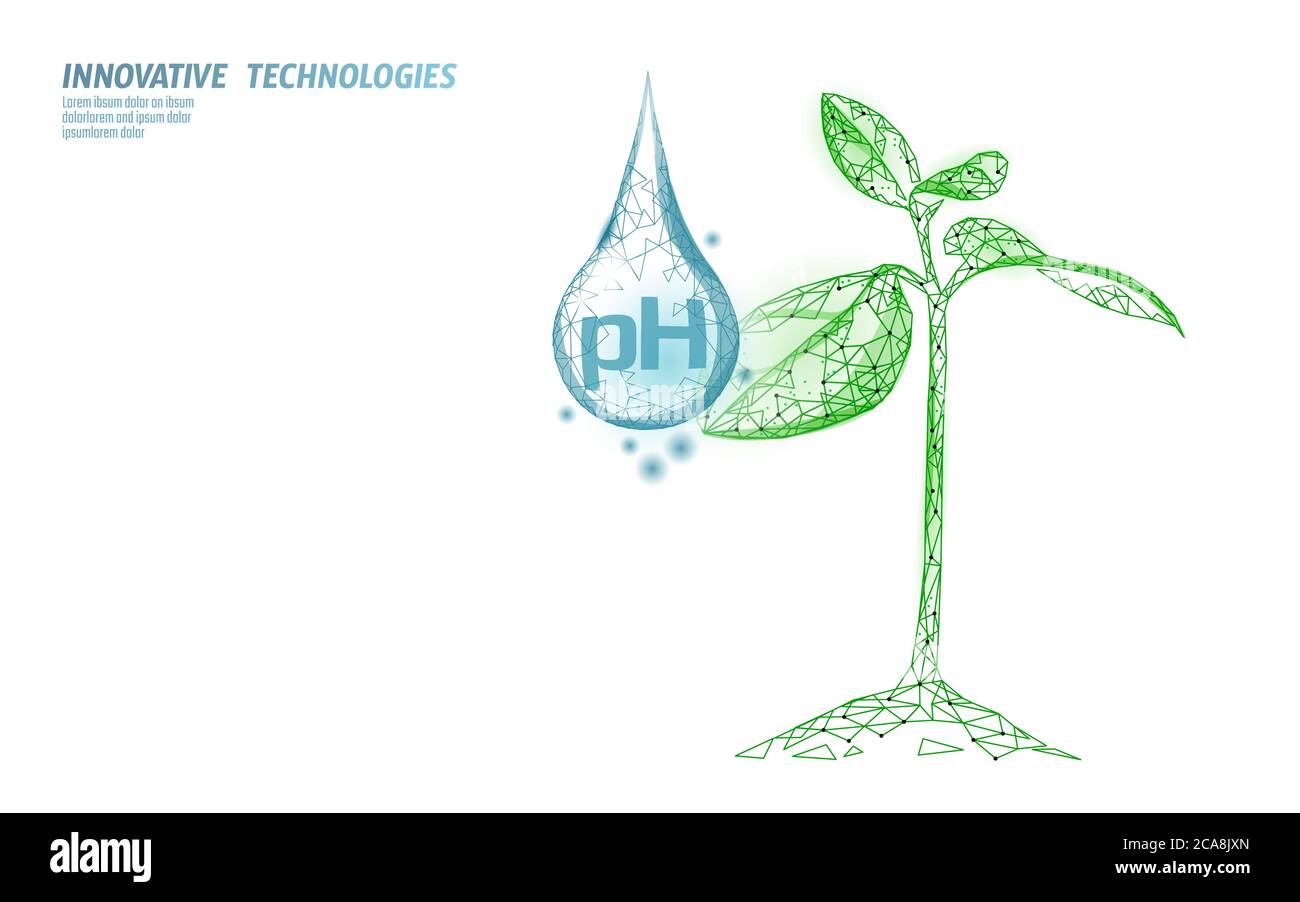 Analisi di laboratorio di pH dell'acqua tecnologia chimica scientifica. Test dei dati di laboratorio per problemi ecologici delle piante. Vettore di concetto di soluzione medica sanitaria Illustrazione Vettoriale