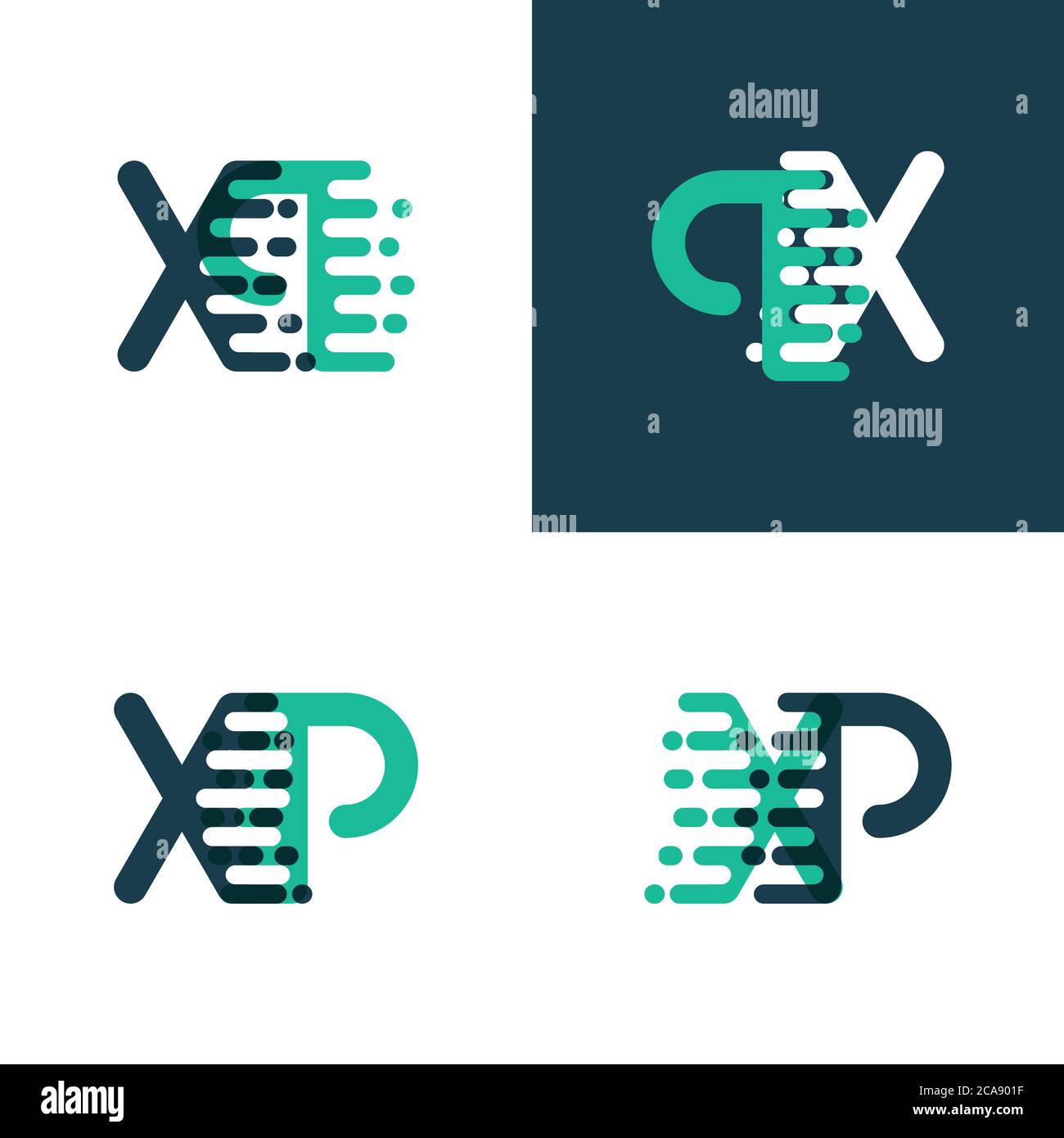Logo XP Letters con accento velocità verde e blu Illustrazione Vettoriale