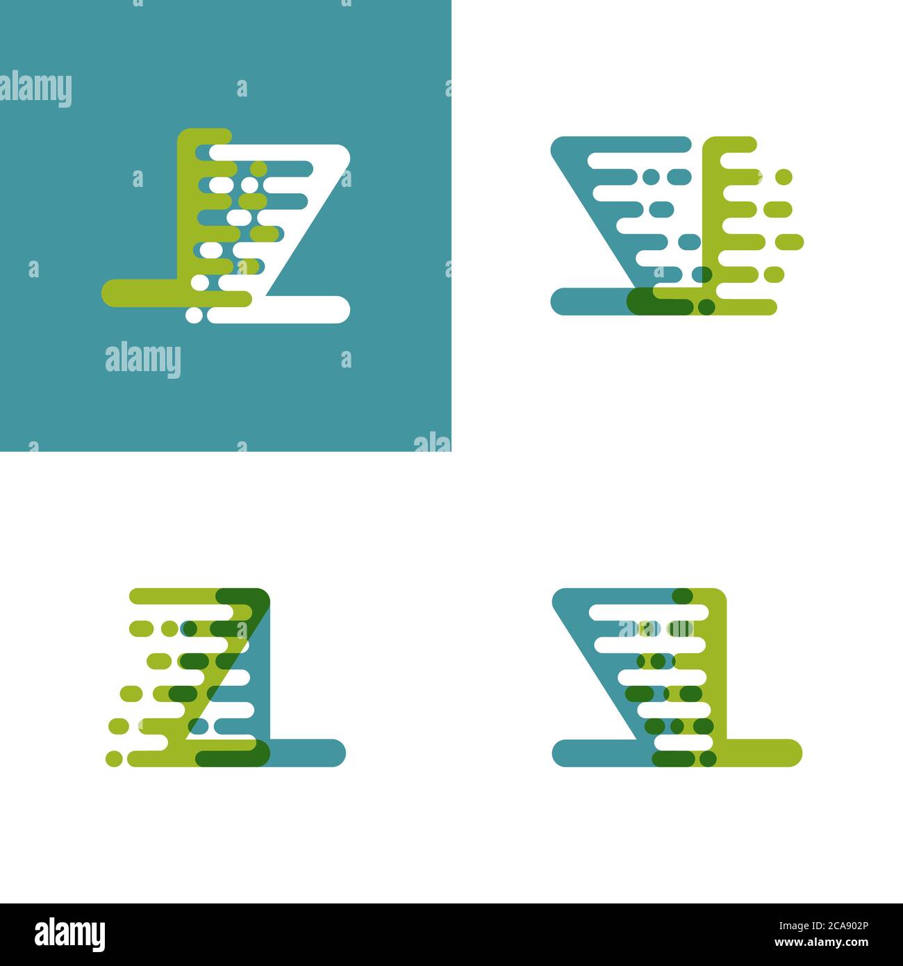 Logo ZL con accento velocità verde e blu Illustrazione Vettoriale