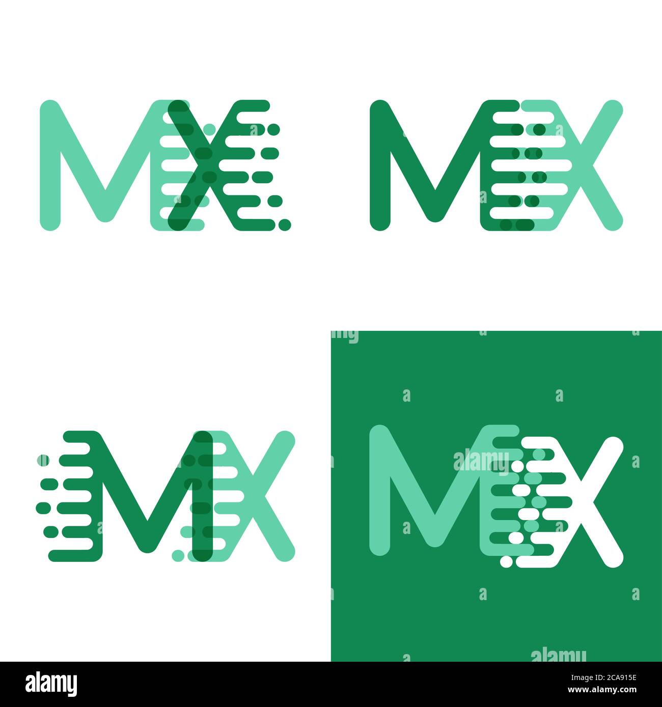 Logo MX Letters con accentuazione della velocità in verde chiaro e verde scuro Illustrazione Vettoriale