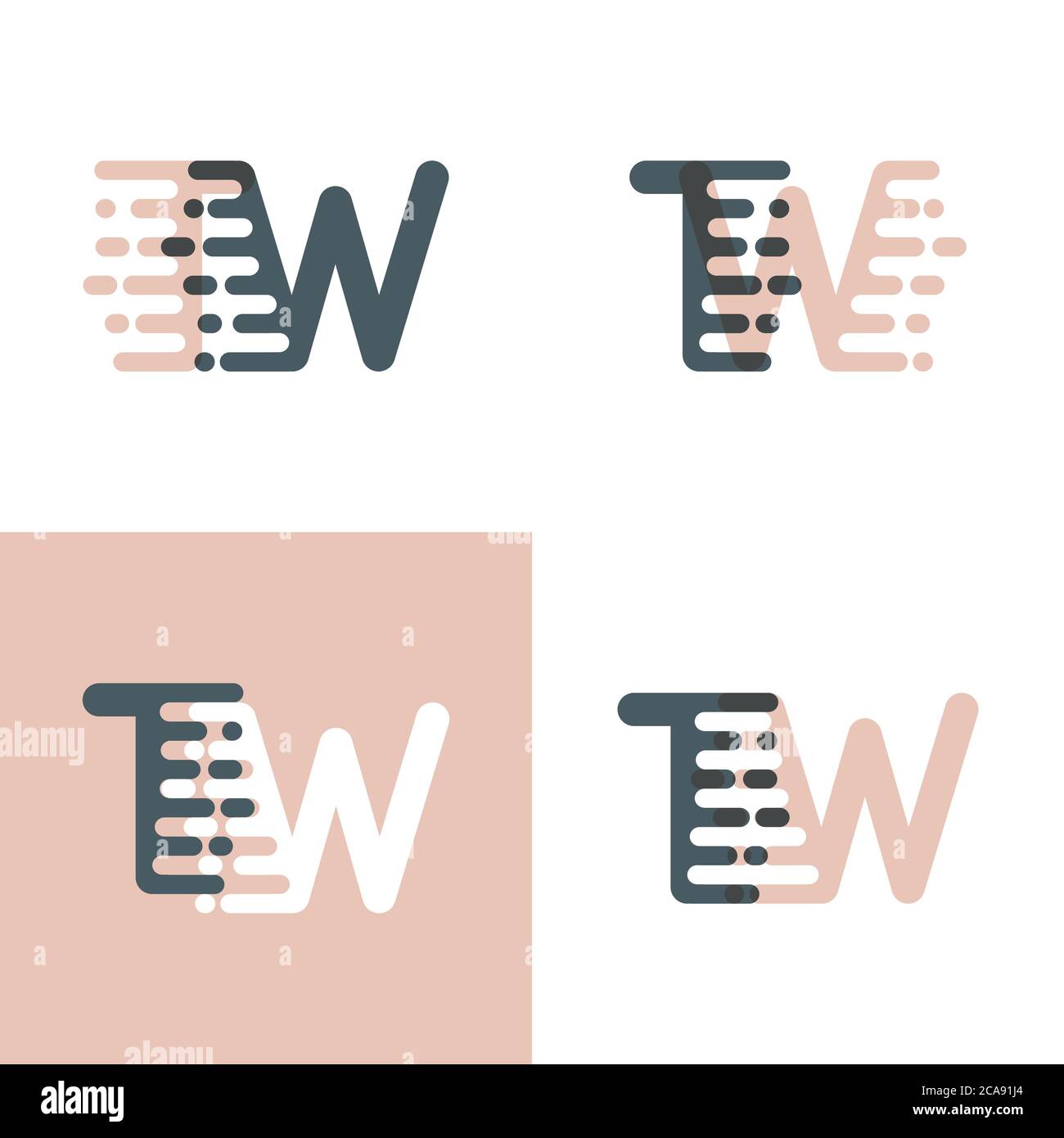 Logo TW con accento velocità rosa e grigio Illustrazione Vettoriale