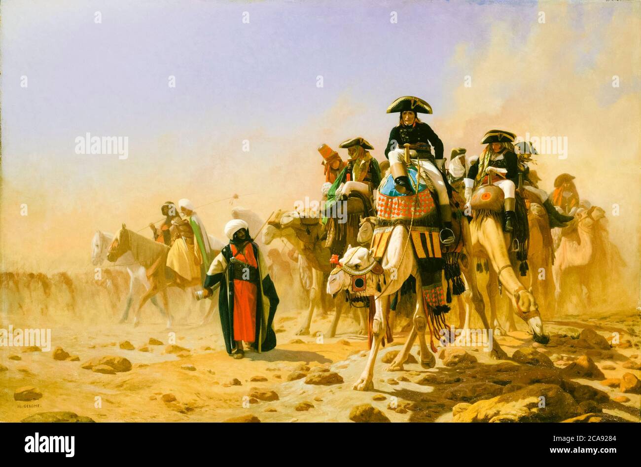 Napoleone Bonaparte e il suo personale militare in Egitto, dipinto di Jean Léon Gérôme, 1863 Foto Stock