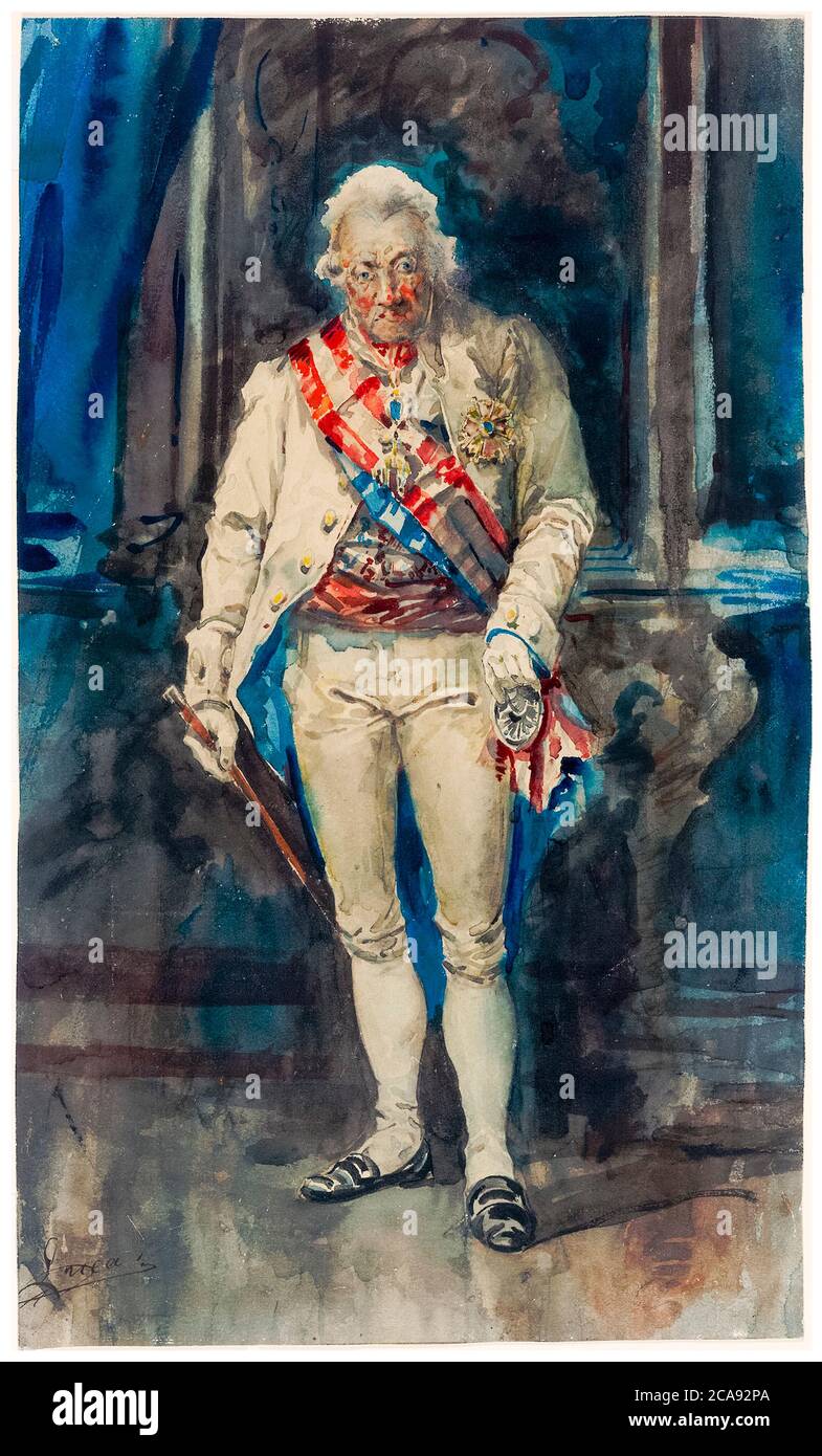 Re Carlo IV di Spagna (1748-1819), ritratto di Eugenio Lucas Velázquez, 1837-1870 Foto Stock