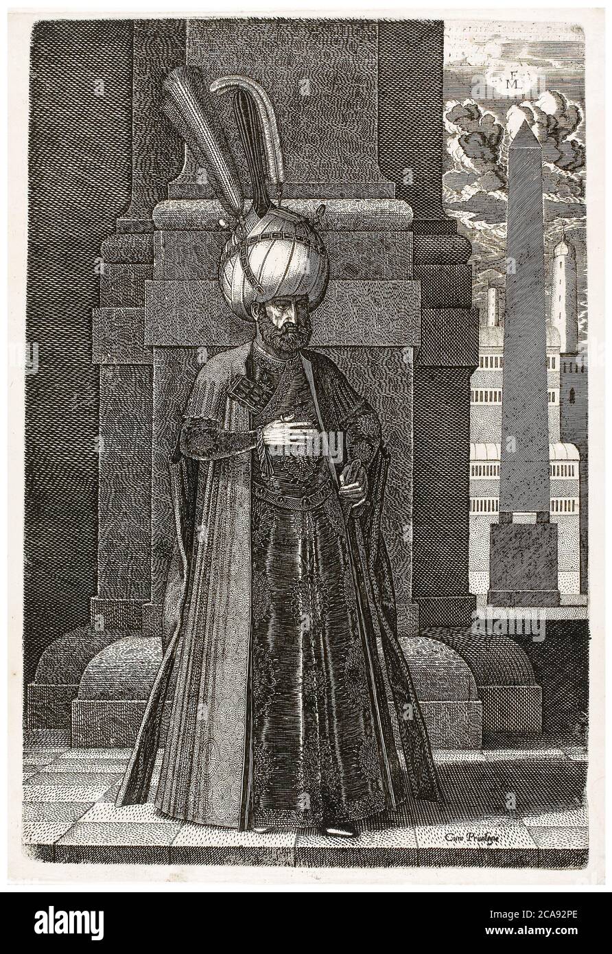 Ismael i (1487-1524), Ambasciatore Persiano di Tahmasp, Re di Persia, incisione ritratto di Melchior Lorichs, 1569 Foto Stock