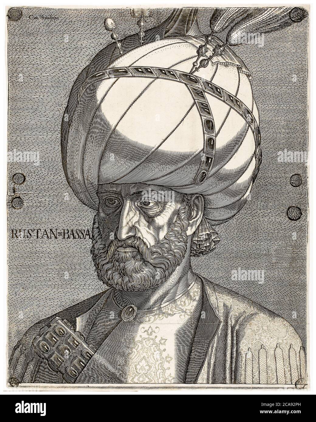Ismael i (1487-1524), Ambasciatore Persiano di Techmas, Re di Persia, incisione ritratto di Melchior Lorichs, 1564-1574 Foto Stock