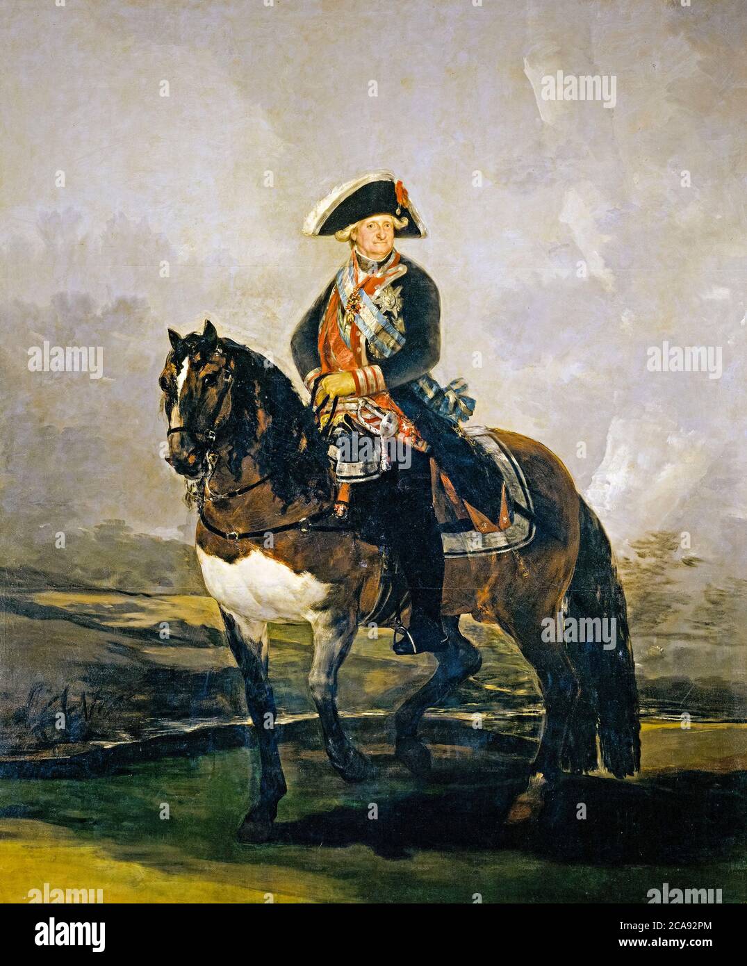 Re Carlo IV di Spagna (1748-1819) a cavallo, ritratto equestre di Francisco Goya, 1800-1801 Foto Stock