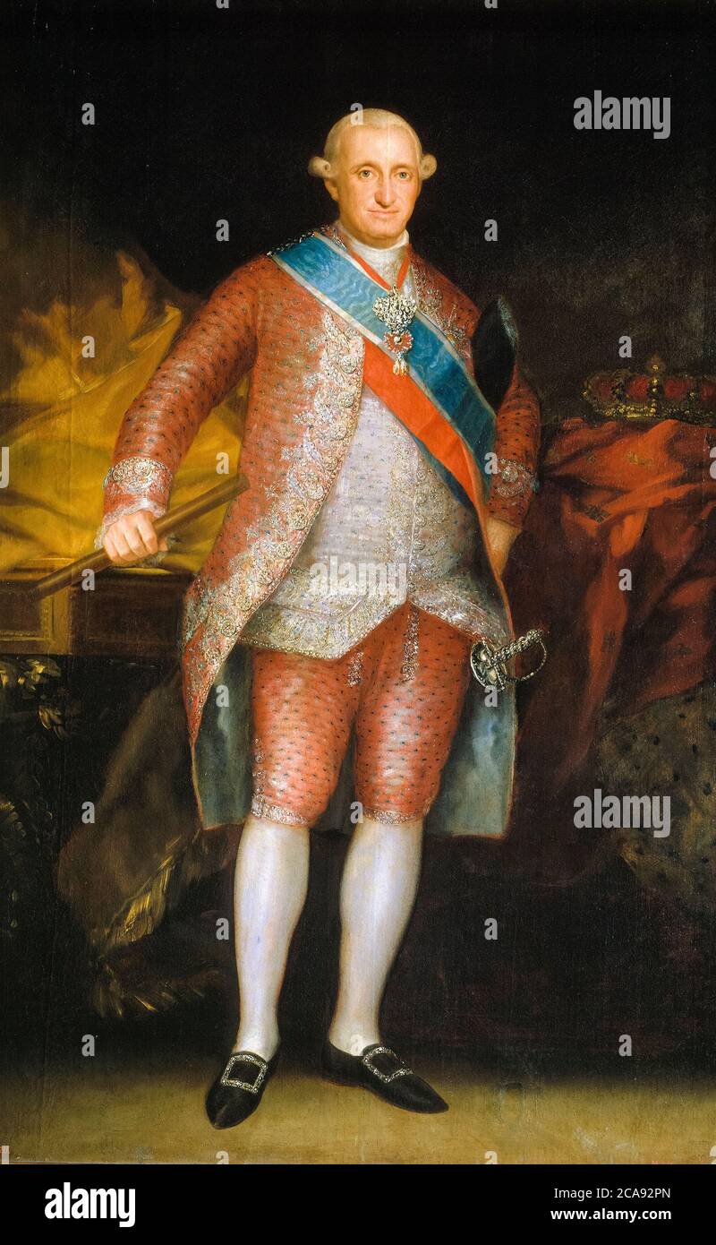Carlo IV (1748-1819), Re di Spagna, in, vestito da corte, ritratto di Francisco Goya, 1789 Foto Stock