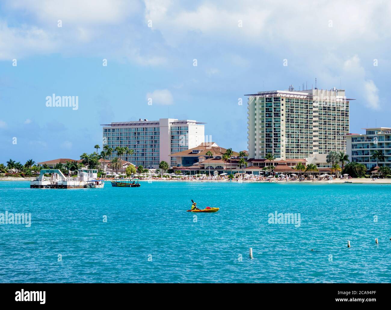 Bay Beach, Ocho Rios, parrocchia di Saint Ann, Giamaica, Indie Occidentali, Caraibi, America Centrale Foto Stock