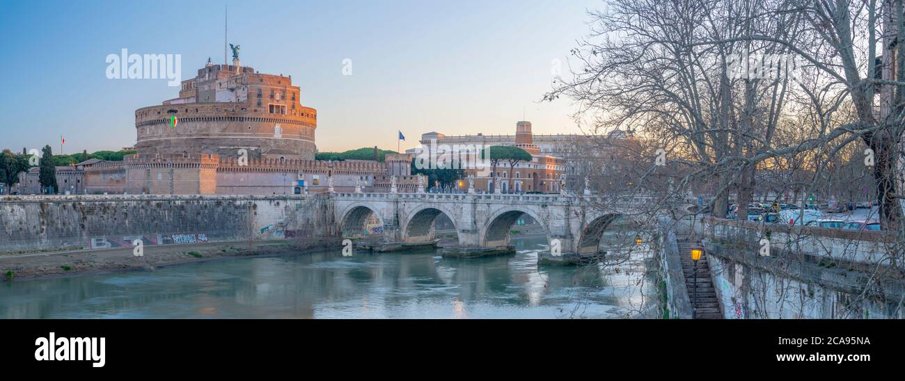 Ponte Sant'Angelo e Castel Sant'Angelo, patrimonio dell'umanità dell'UNESCO, Roma, Lazio, Italia, Europa Foto Stock
