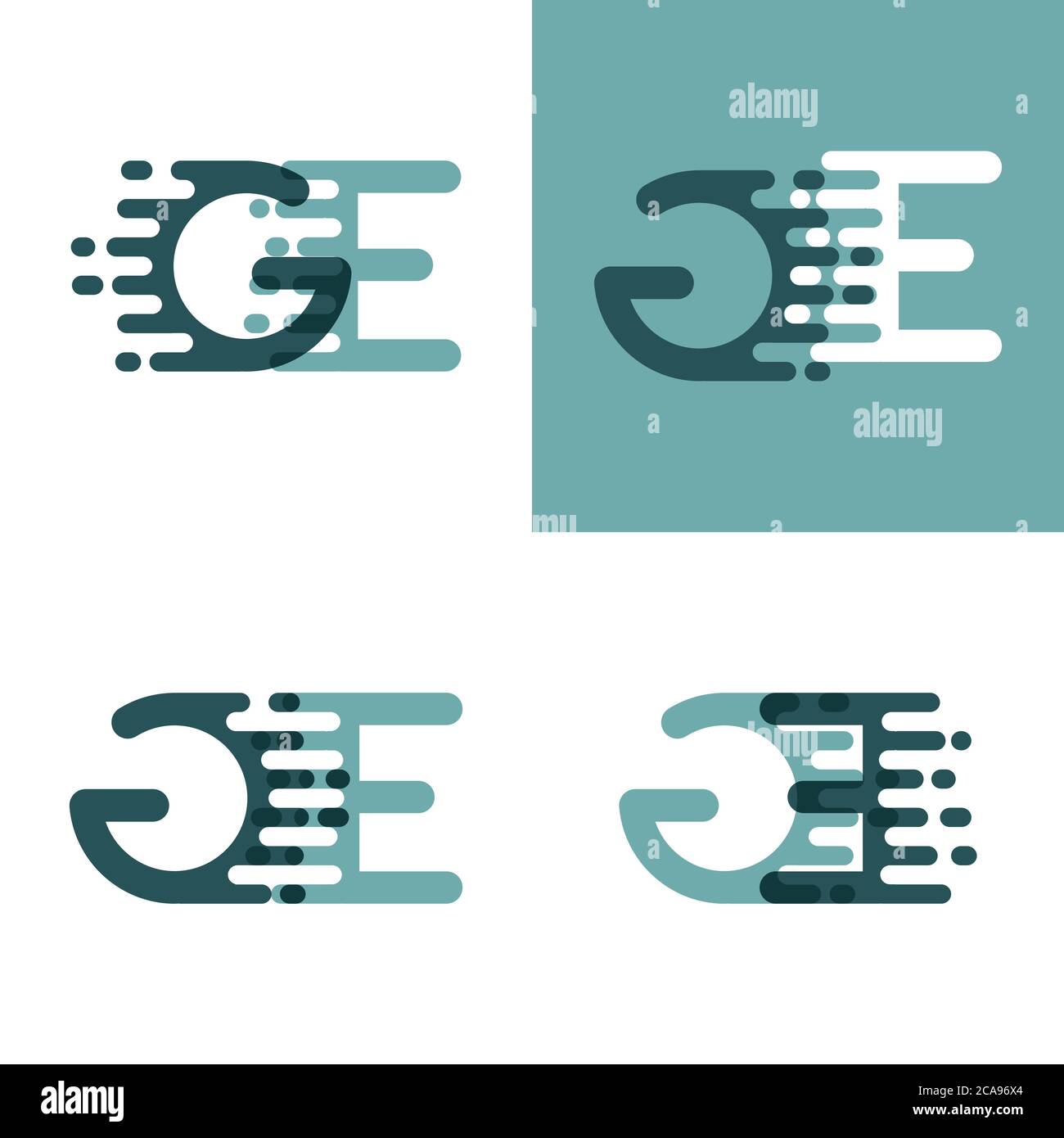 Logo GE Letters con accentuazione della velocità in grigio e verde scuro Illustrazione Vettoriale