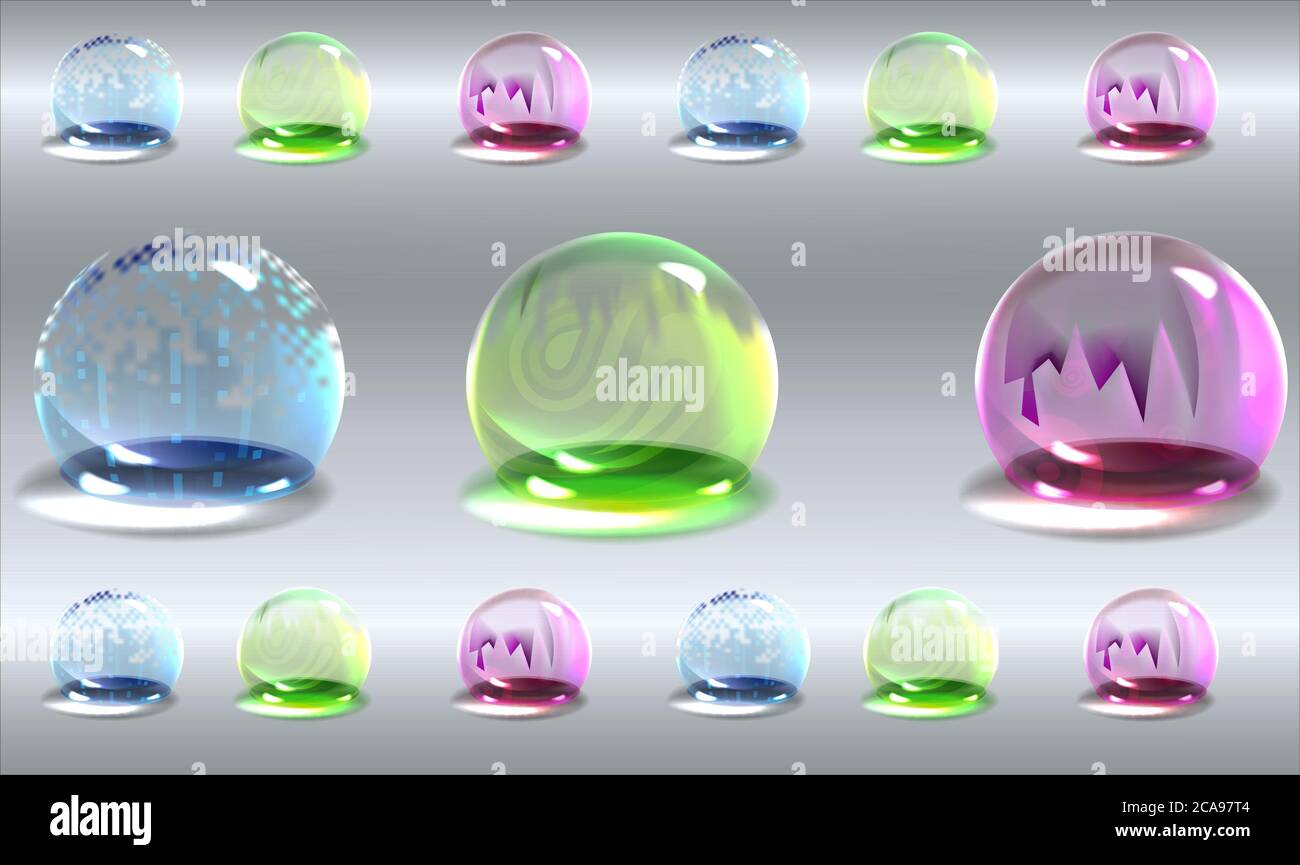 bolle d'aria e d'acqua di diversi colori su sfondo astratto Illustrazione Vettoriale